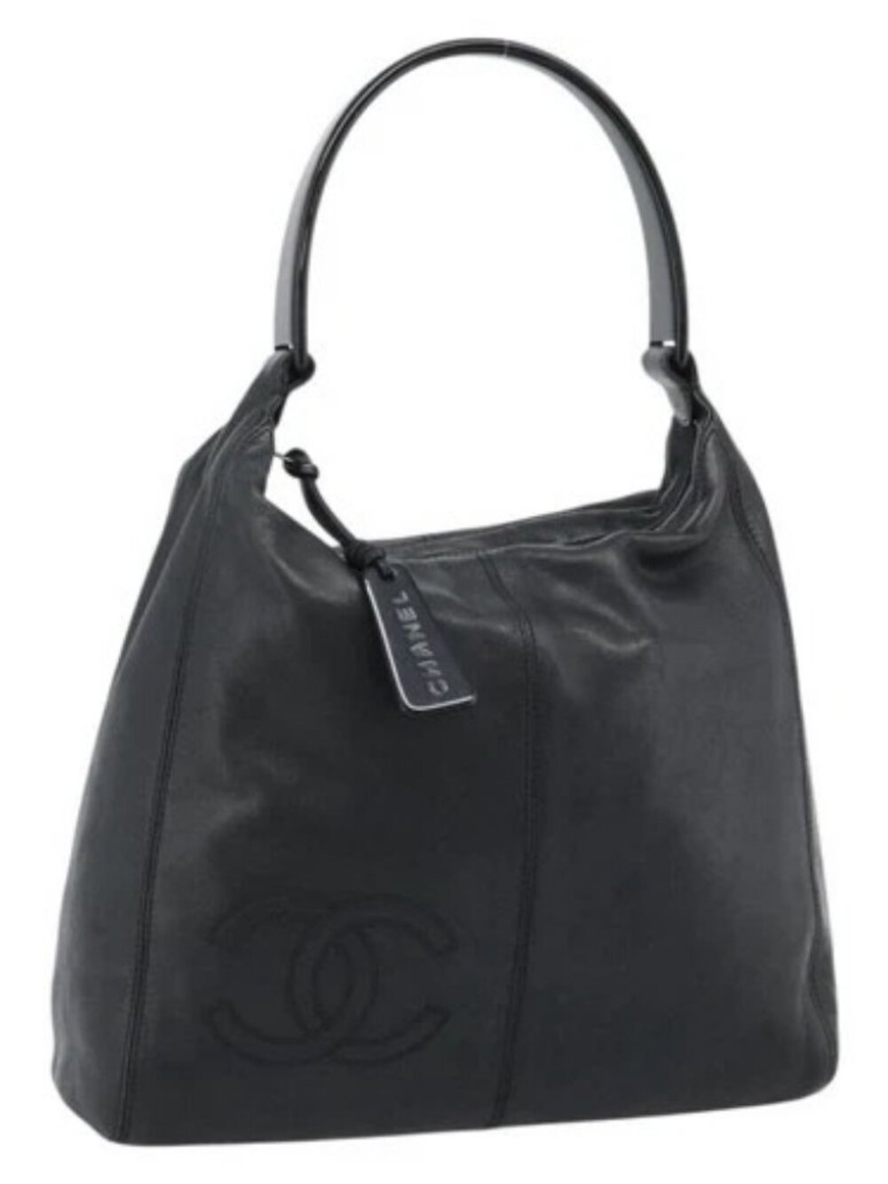 CHANEL Shoulder Bag Calf Skin Black CC Auth ep14908SAV